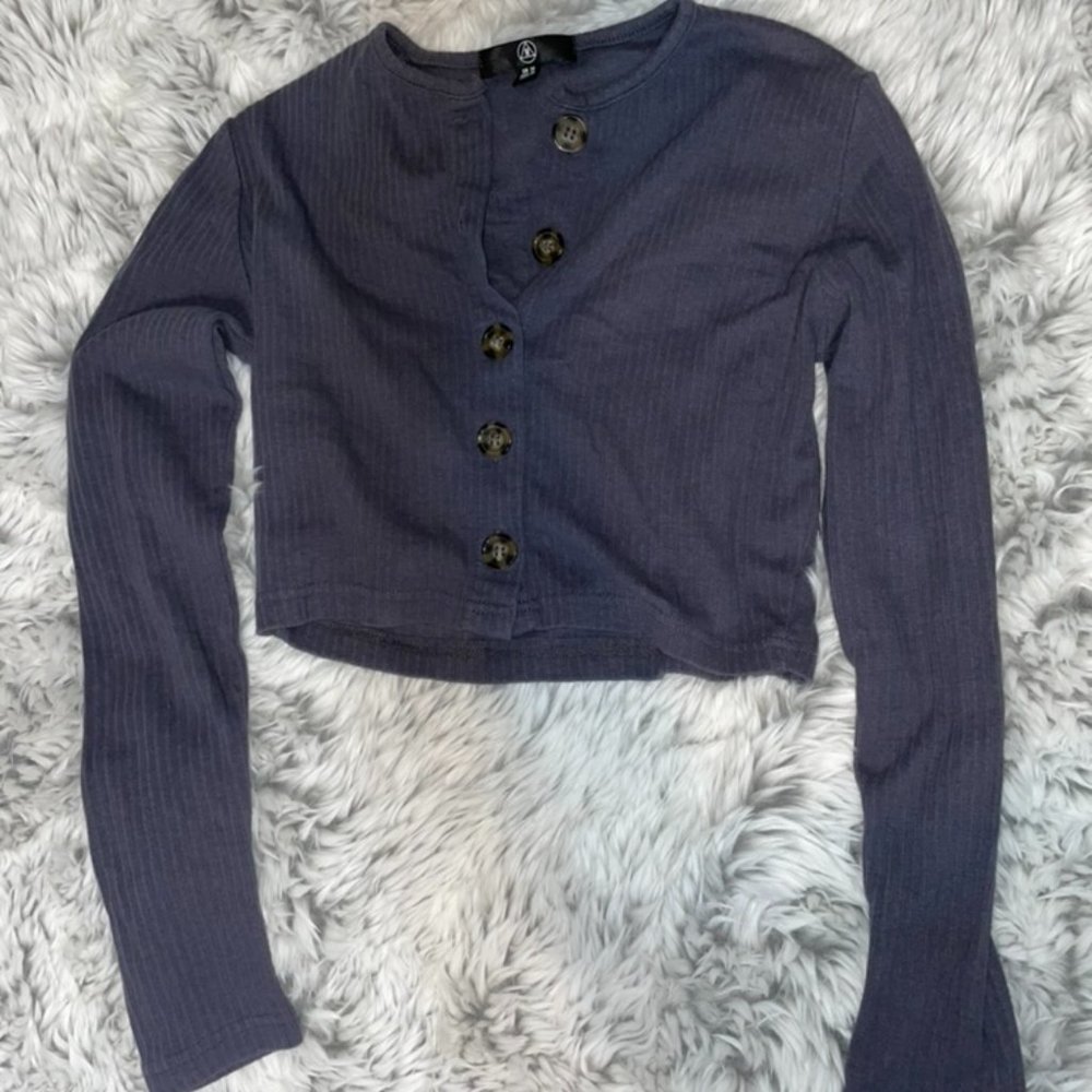 Blue Missguided Full Sleeve Crop Top